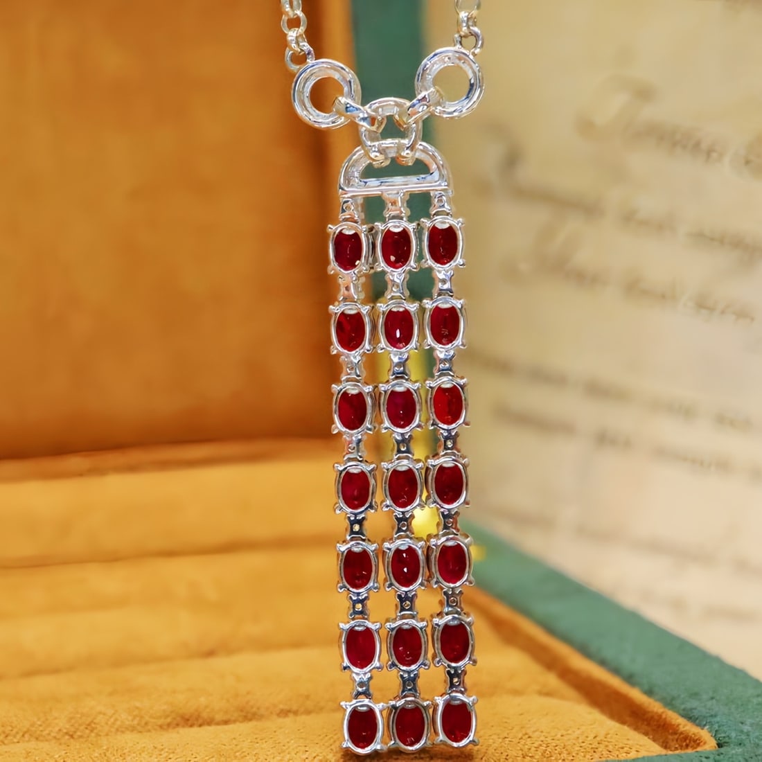 14k Gold 5.16 Ctw Natural Ruby & Diamond Necklace - 4
