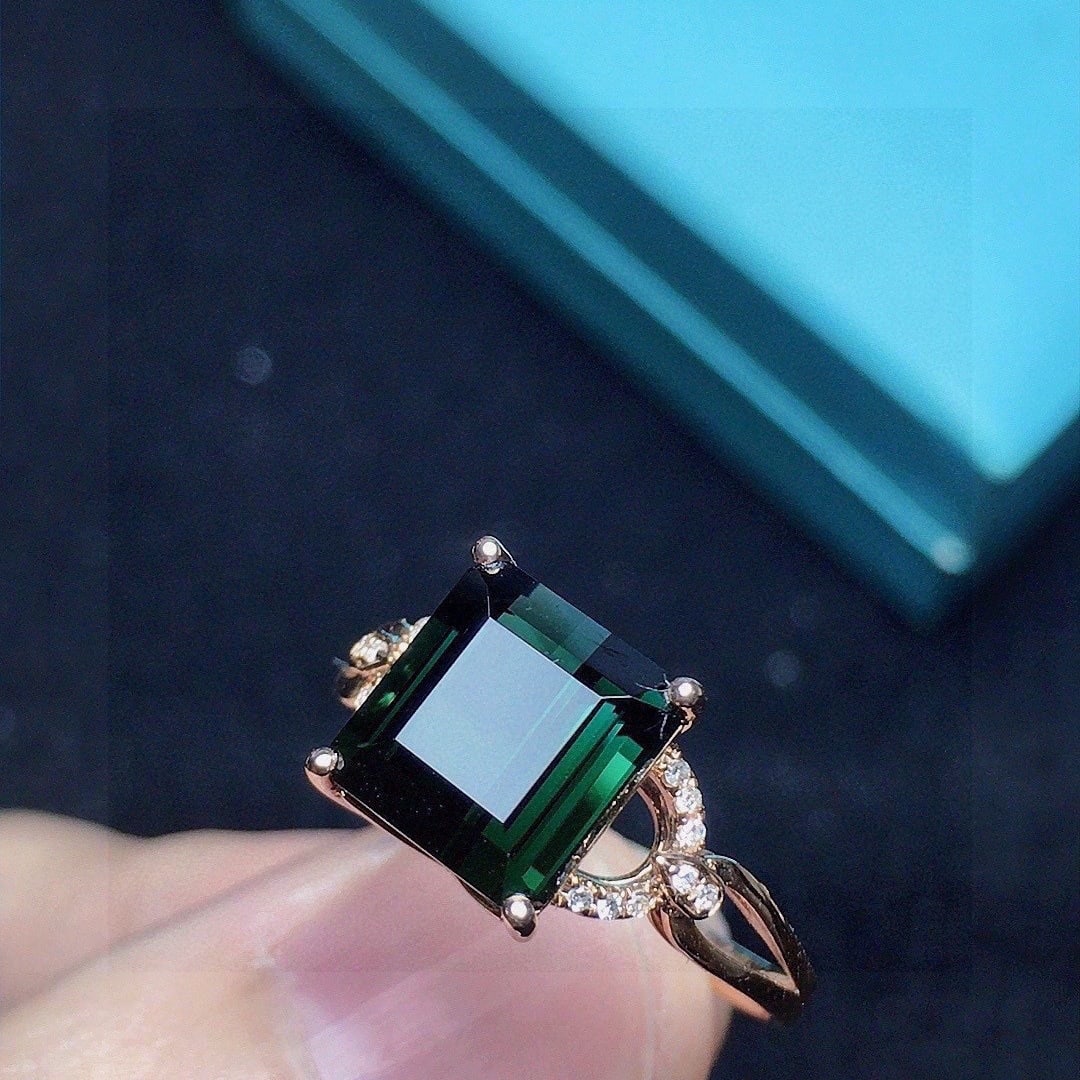 14k Gold 3.65 Ct Natural Tourmaline & Diamond Ring - 3