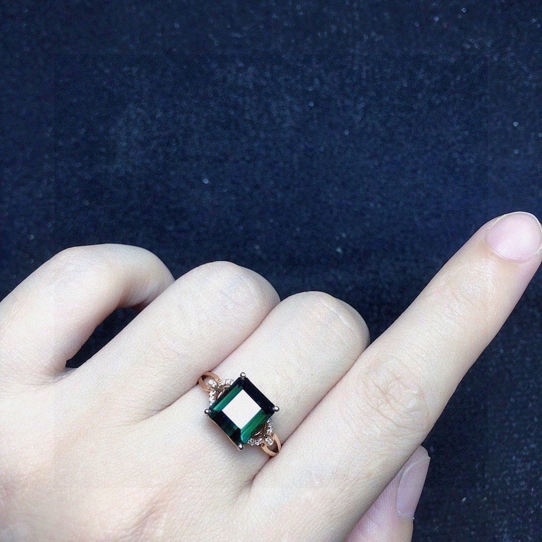 14k Gold 3.65 Ct Natural Tourmaline & Diamond Ring - 4