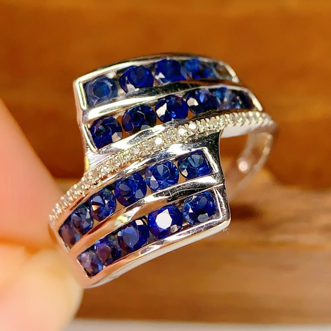 14k Gold 2.56 Ct Natural Sapphire & Diamond Ring - 3
