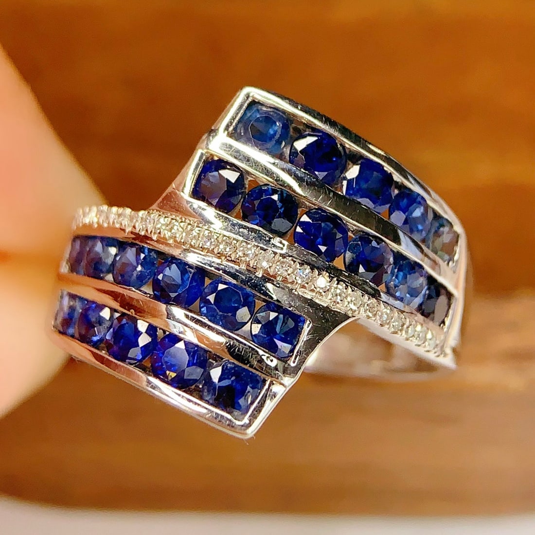 14k Gold 2.56 Ct Natural Sapphire & Diamond Ring - 4