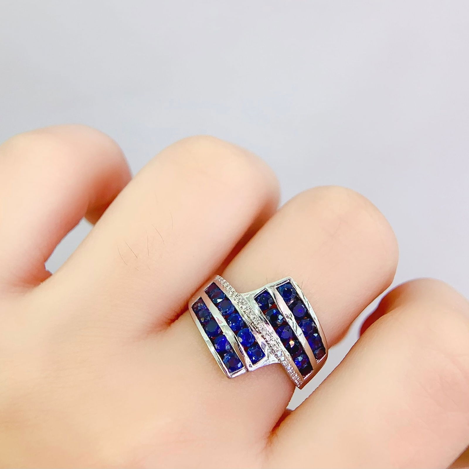 14k Gold 2.56 Ct Natural Sapphire & Diamond Ring - 6