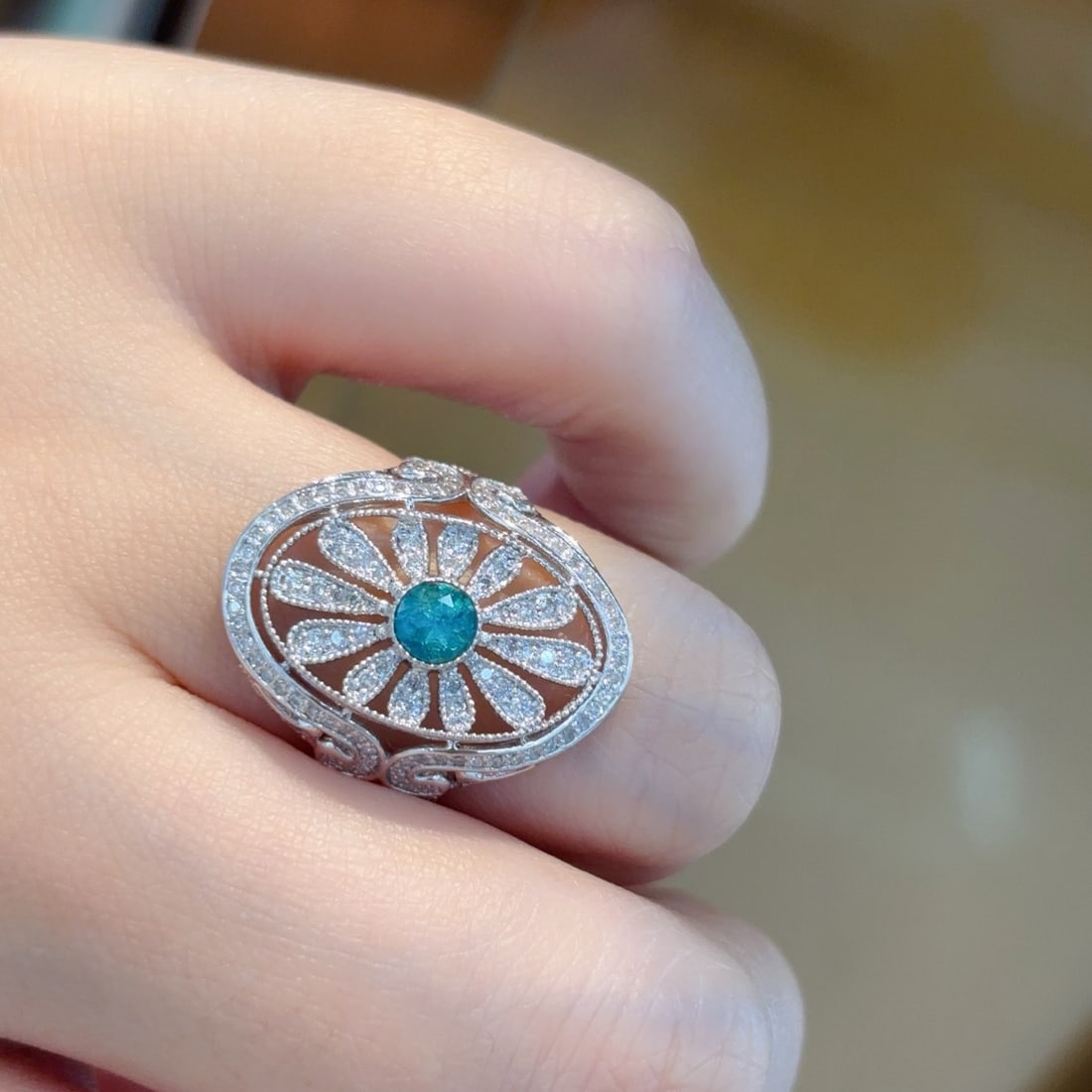 14k Gold 1.2 Ctw Natural Paraiba Tourmaline & Diamond Ring - 5