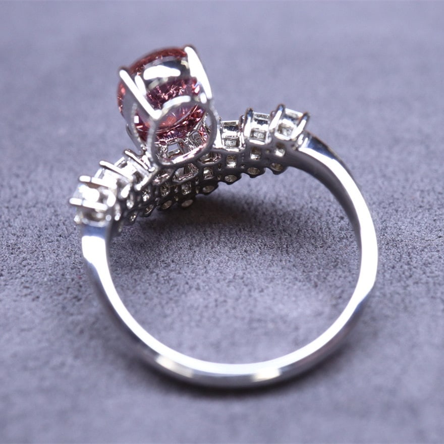 14k Gold 2.24 Ctw Natural Padparadscha Sapphire & Diamond Ring - 6