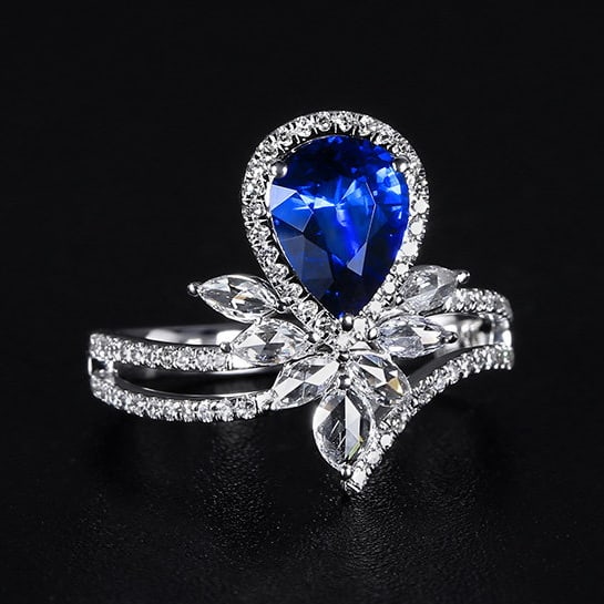 14k Gold 2.11 Ctw Natural Sapphire & Diamond Ring - 3