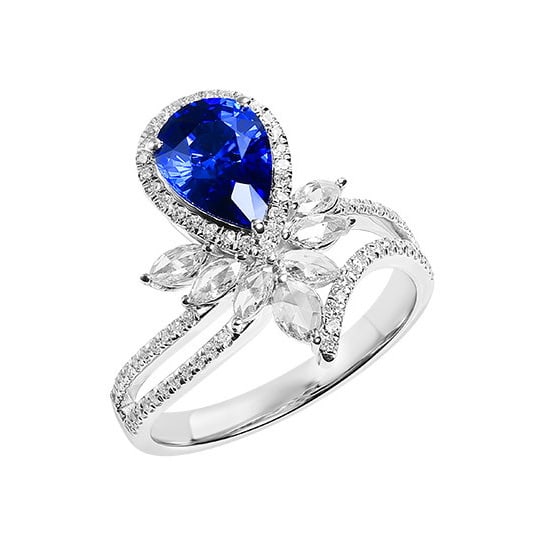 14k Gold 2.11 Ctw Natural Sapphire & Diamond Ring - 5