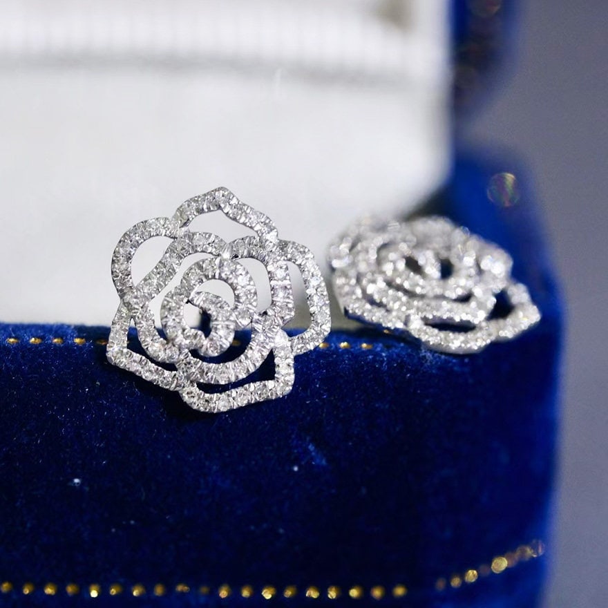 14k Gold 0.22 Ct Natural H Diamond Earrings - 2