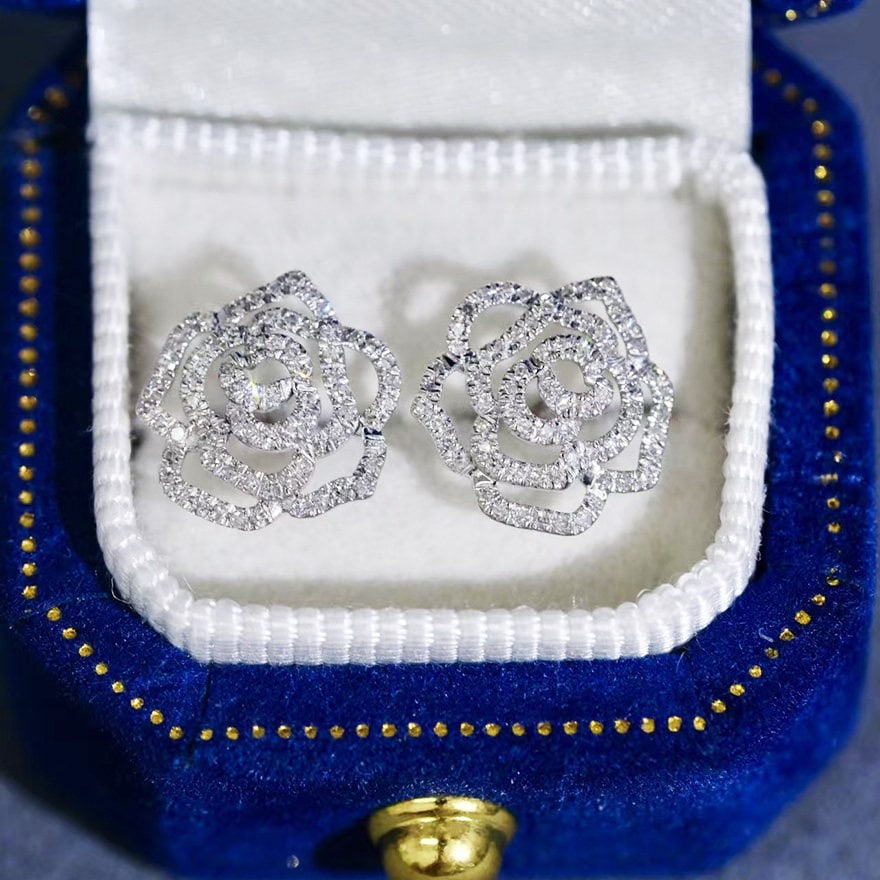 14k Gold 0.22 Ct Natural H Diamond Earrings - 4