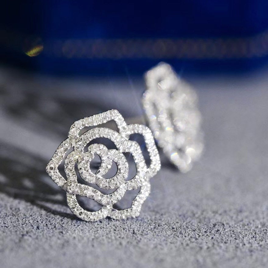 14k Gold 0.22 Ct Natural H Diamond Earrings - 5