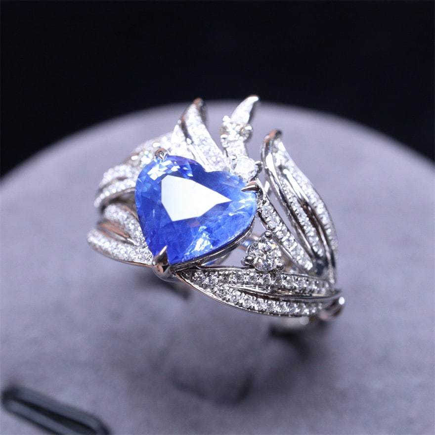 14k Gold 2.53 Ctw Natural Sapphire & Diamond Ring - 7