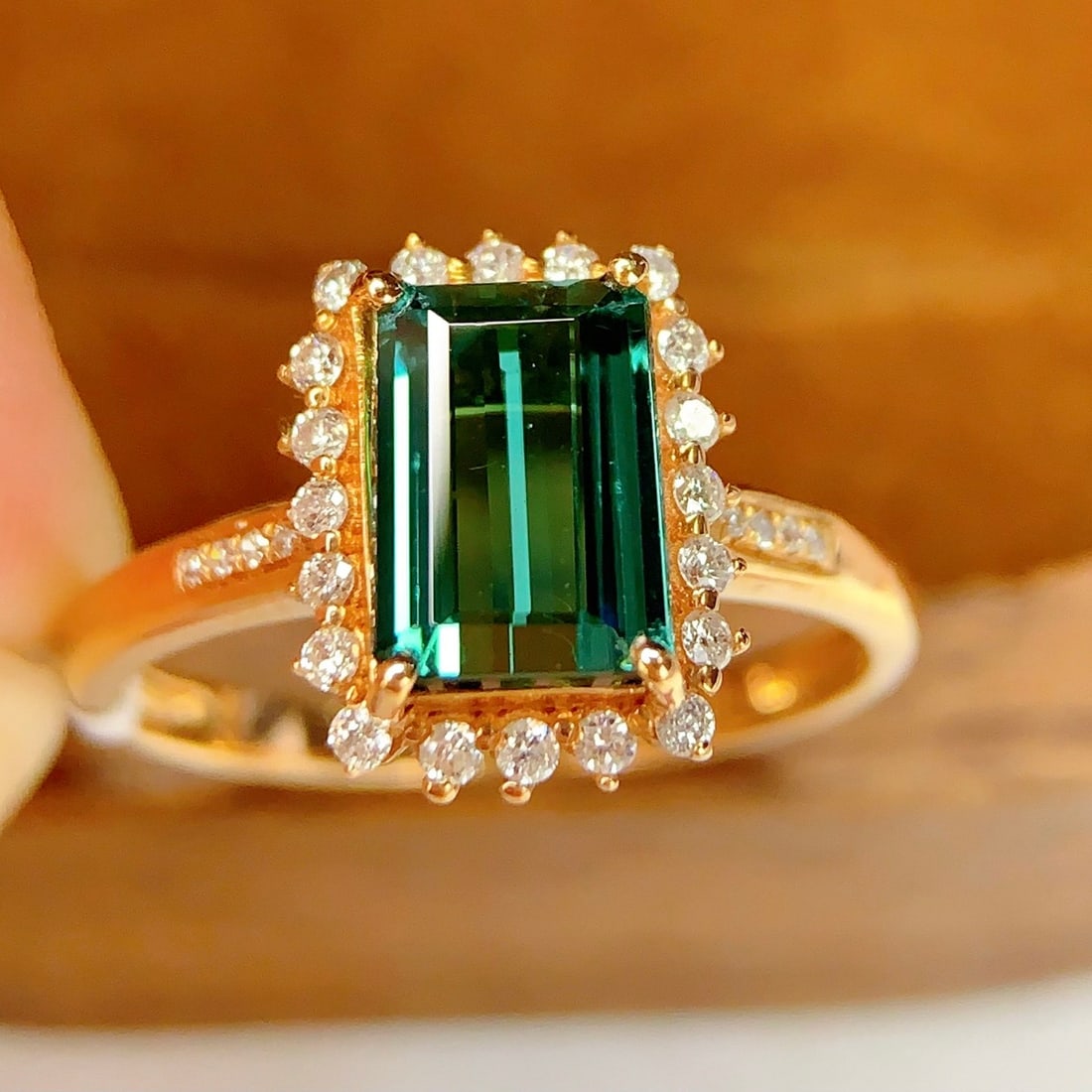 14k Gold 1.86 Ct Natural Tourmaline & Diamond Ring - 2