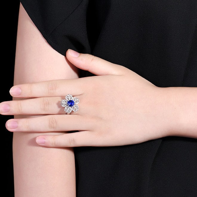 14k Gold 2.15 Ctw Natural Sapphire & Diamond Ring - 6