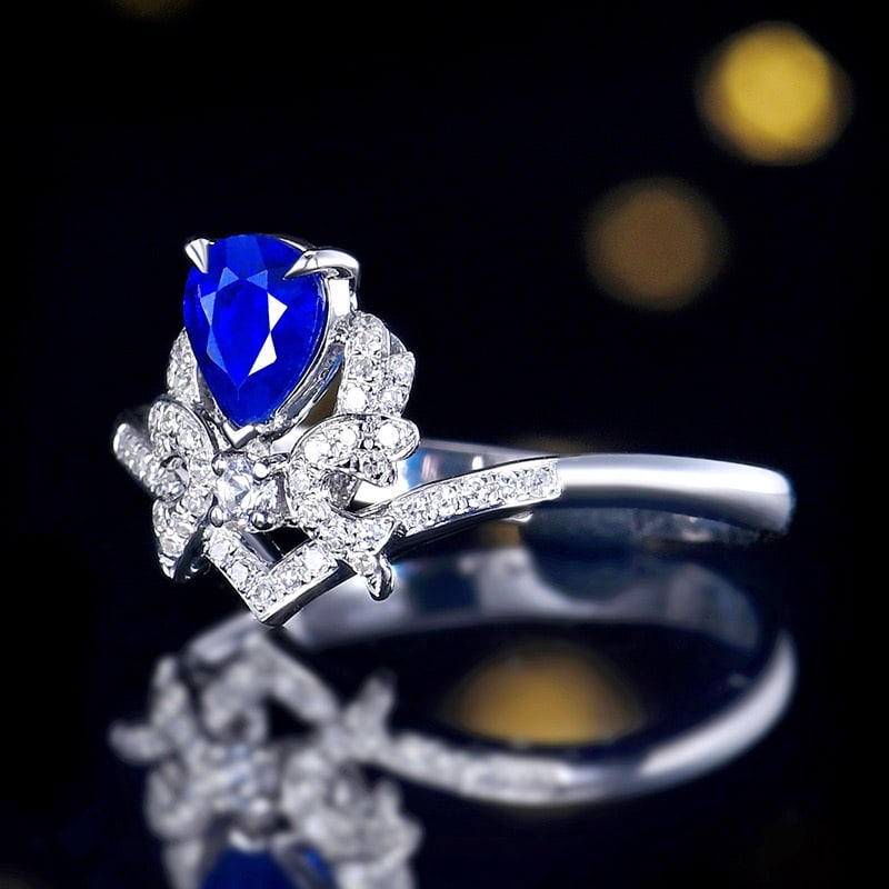 14k Gold 0.59 Ctw Natural Sapphire & Diamond Ring - 2