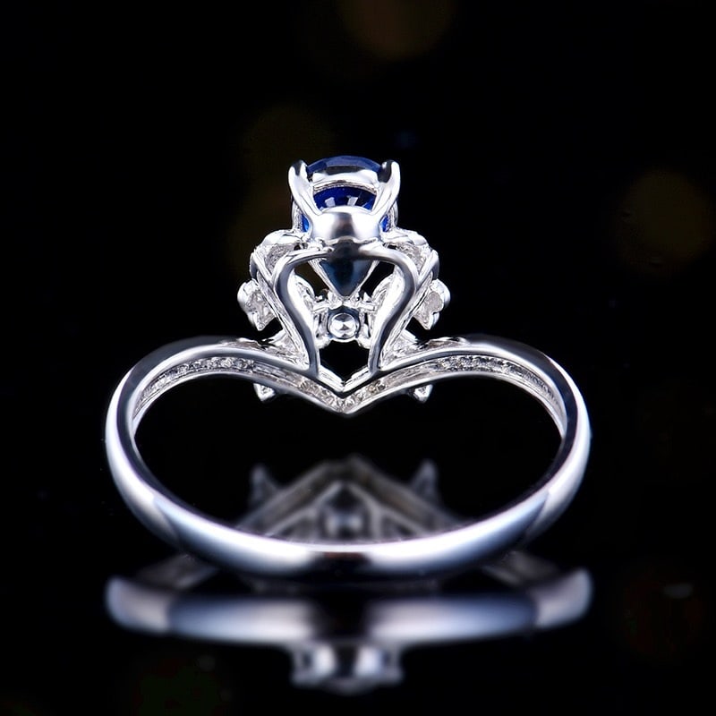 14k Gold 0.59 Ctw Natural Sapphire & Diamond Ring - 8