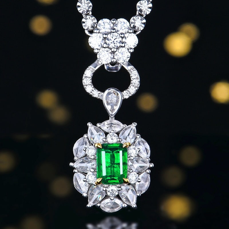 14k Gold 1.87 Ctw Vivid Green Natural Emerald & Diamond Ring/pendant( Without Chain ) - 4