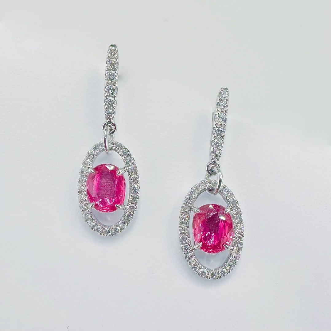 14k Gold 2.61 Ctw Natural Sapphire & Diamond Earrings - 2