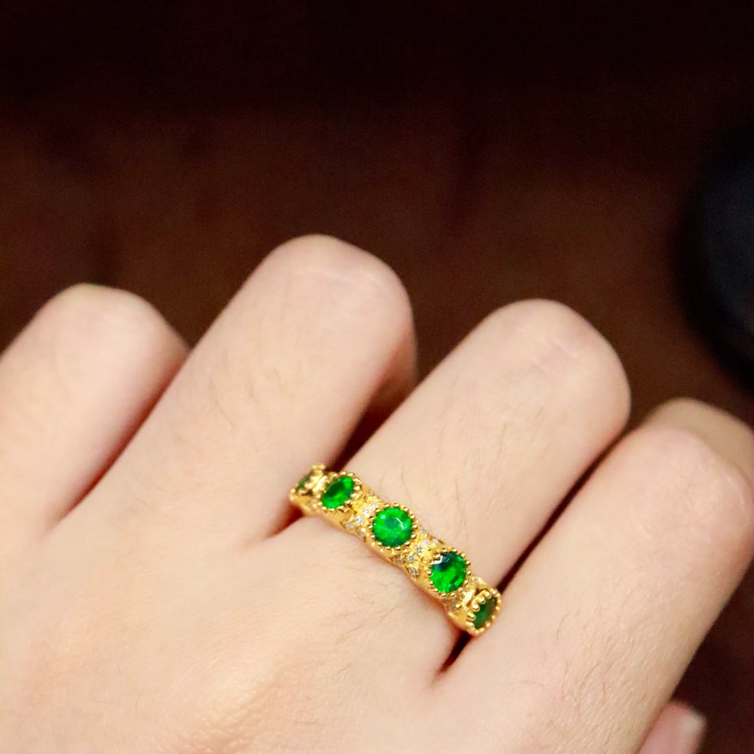 14k Gold 0.69 Ctw Natural Emerald & Diamond Ring - 6