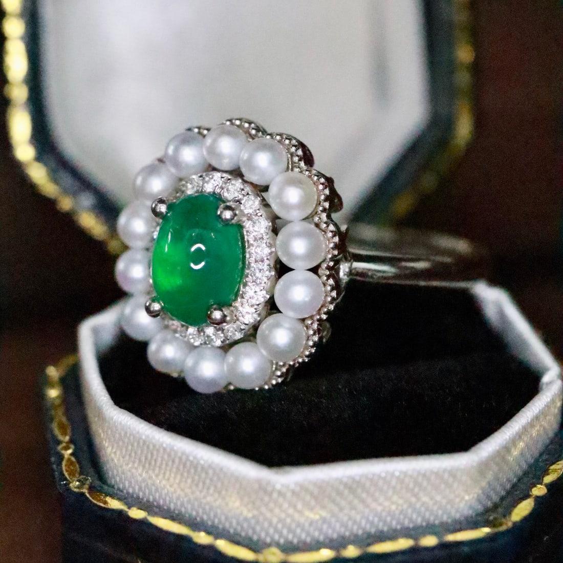 14k Gold 0.94 Ctw Natural Emerald & Diamond Ring - 2