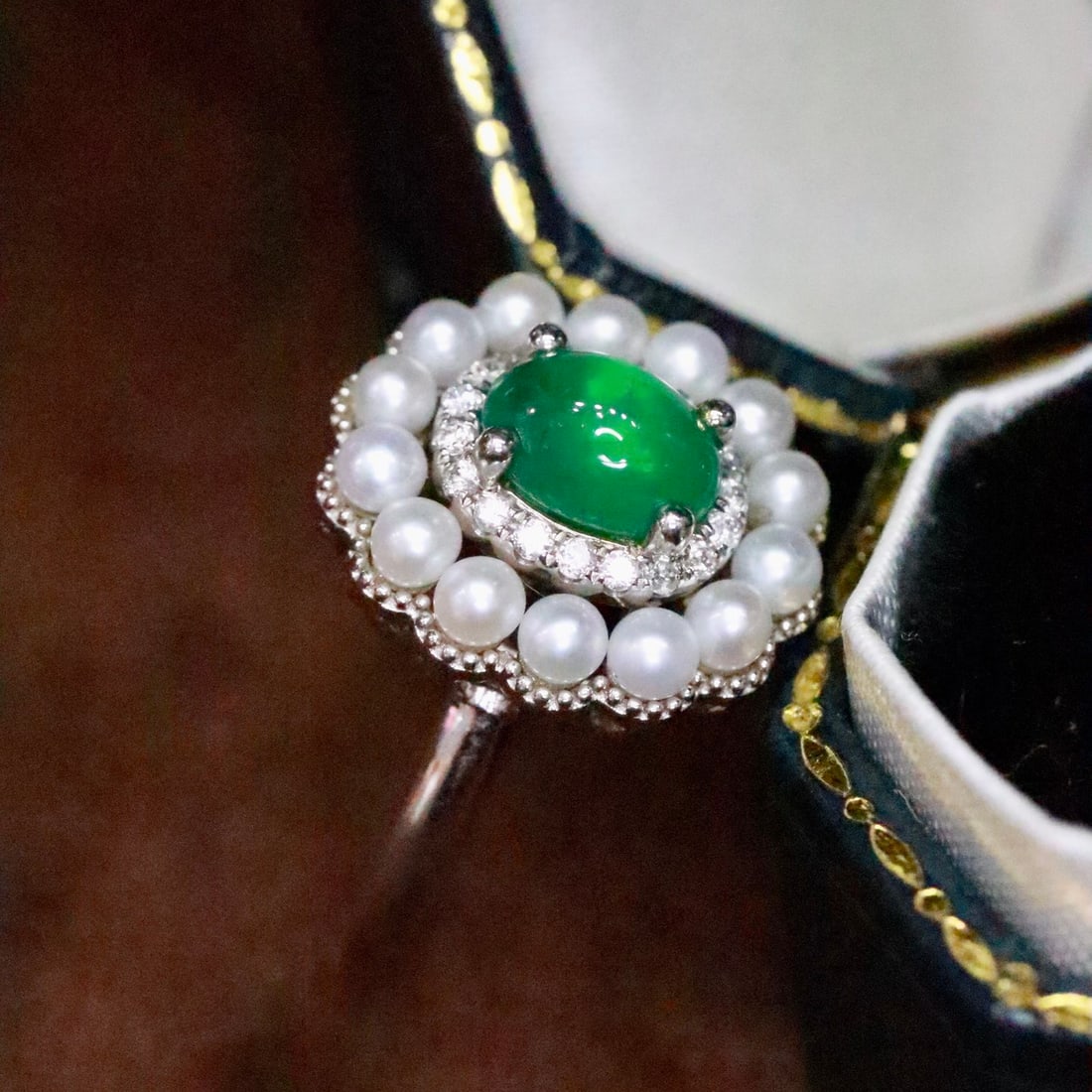 14k Gold 0.94 Ctw Natural Emerald & Diamond Ring - 3