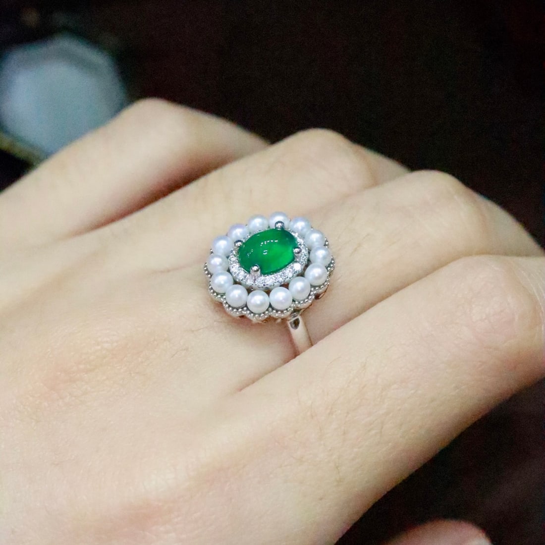14k Gold 0.94 Ctw Natural Emerald & Diamond Ring - 6