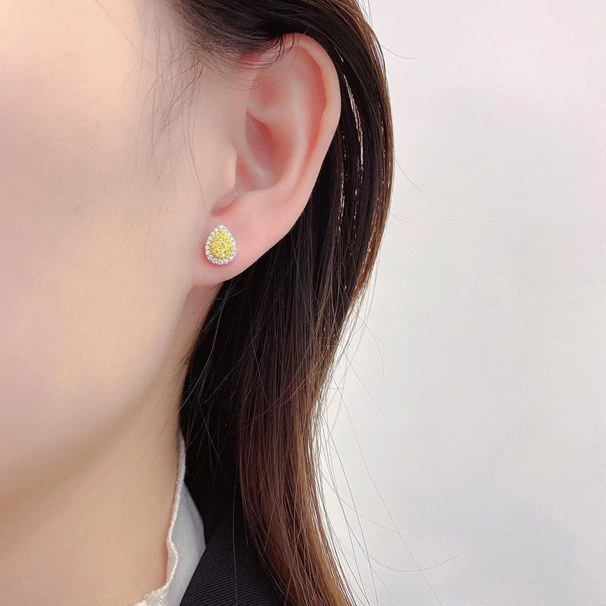 14k Gold 0.50 Ct Natural Color Diamond Earrings - 2