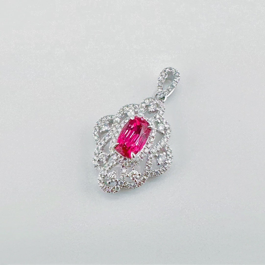 14k Gold 1.43 Ctw Natural Sapphire & Diamond Pendant( Without Chain ) - 2