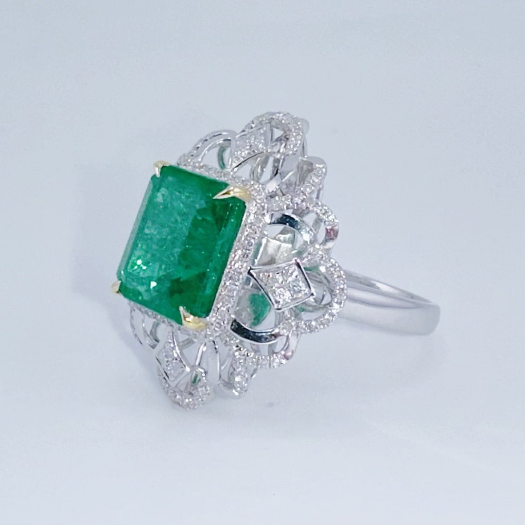 14k Gold 4.47 Ctw Natural Emerald & Diamond Ring/pendant( Without Chain ) - 3