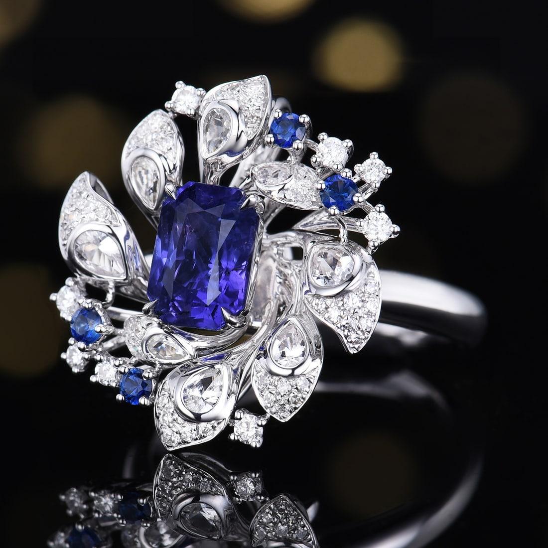 14k Gold 2.48 Ctw Natural Sapphire & Diamond Ring/pendant( Without Chain ) - 2