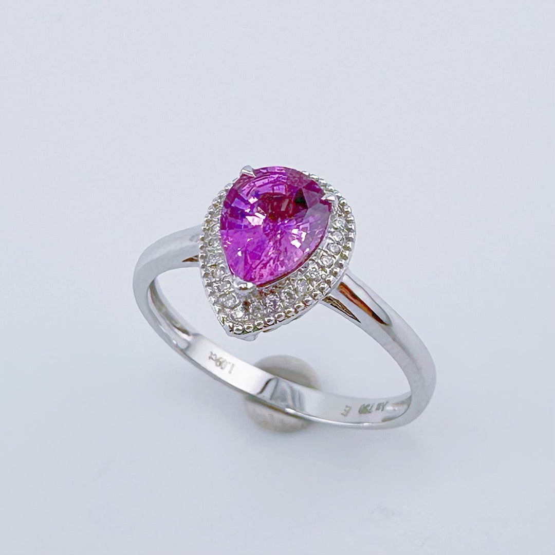 14k Gold 1.09 Ct Natural Sapphire & Diamond Ring - 2