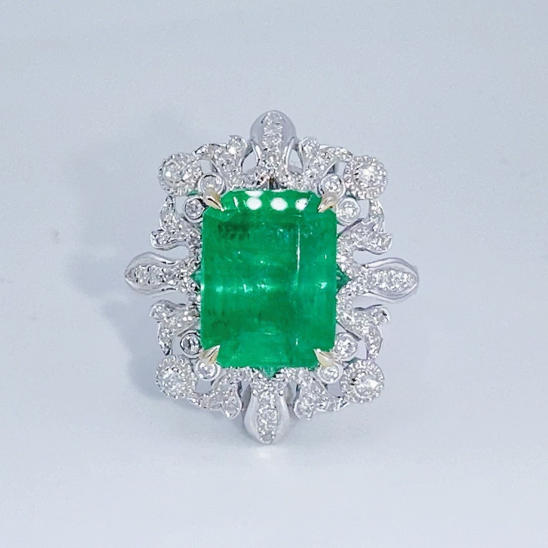 14k Gold 3.44 Ct Natural Emerald & Diamond Ring/pendant( Without Chain ) (1 of 5)