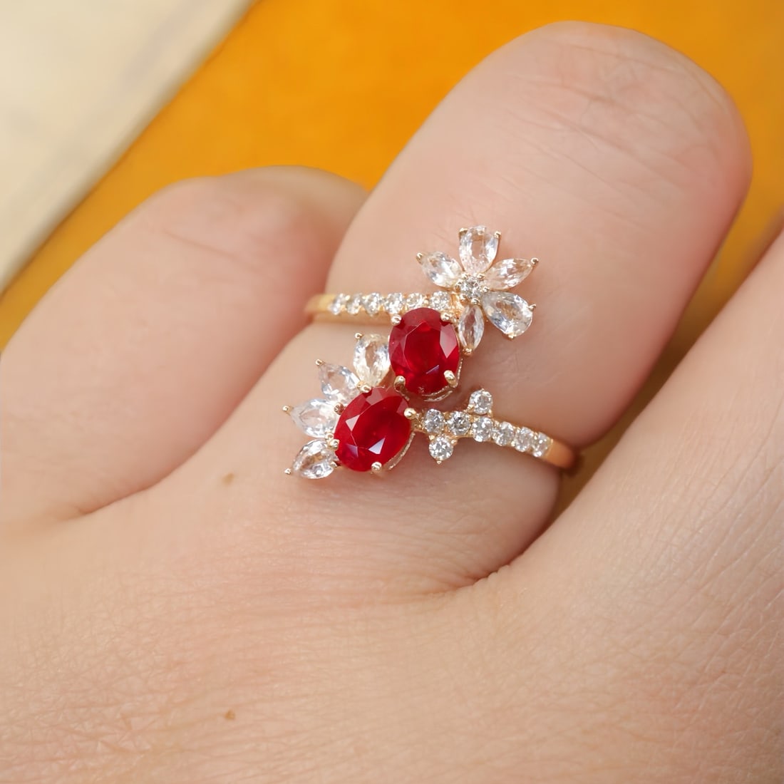 14k Gold 1.07 Ctw Vivid Red Natural Ruby & Diamond Ring - 6