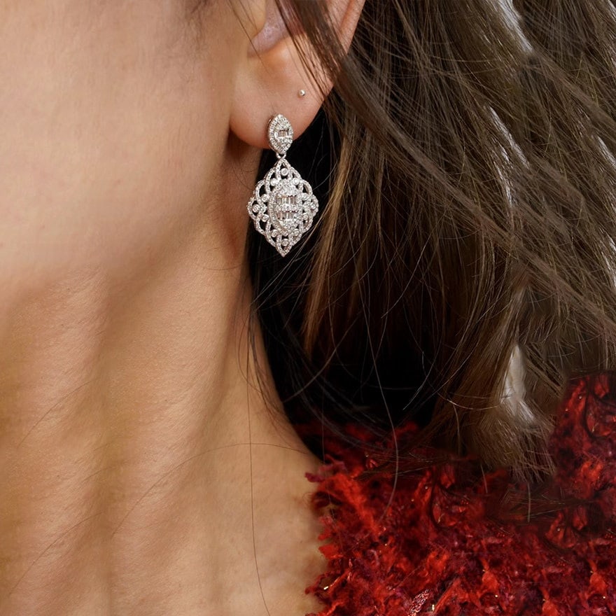 14k Gold 1.5 Ct Natural H Diamond Earrings - 4