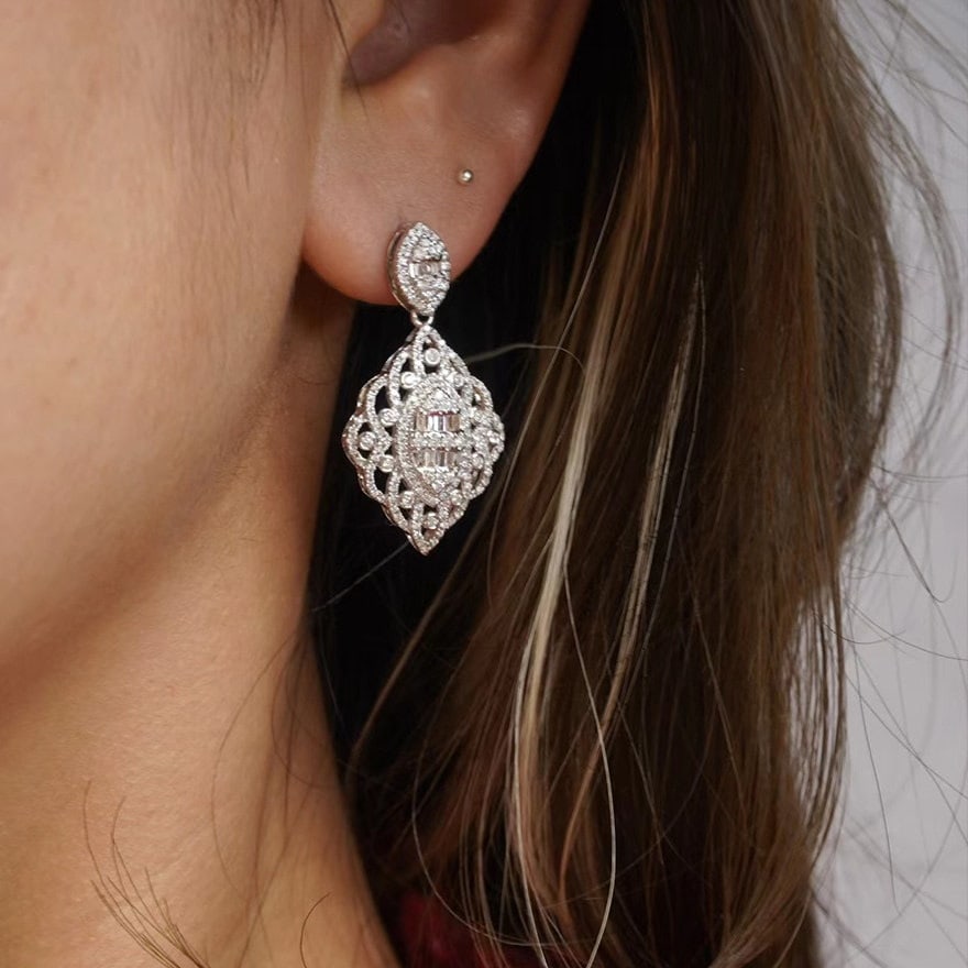 14k Gold 1.5 Ct Natural H Diamond Earrings - 6