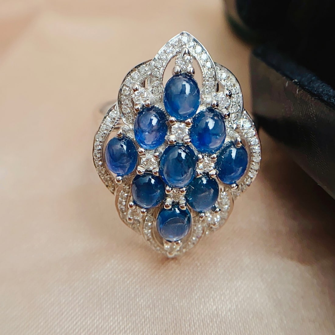 14k Gold 2.60 Ct Natural Sapphire & Diamond Ring (1 of 7)