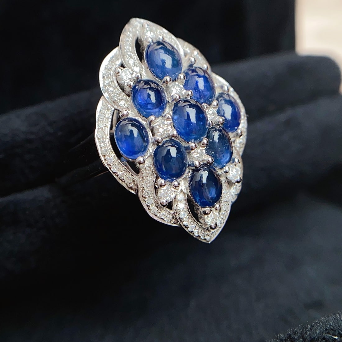 14k Gold 2.60 Ct Natural Sapphire & Diamond Ring - 3