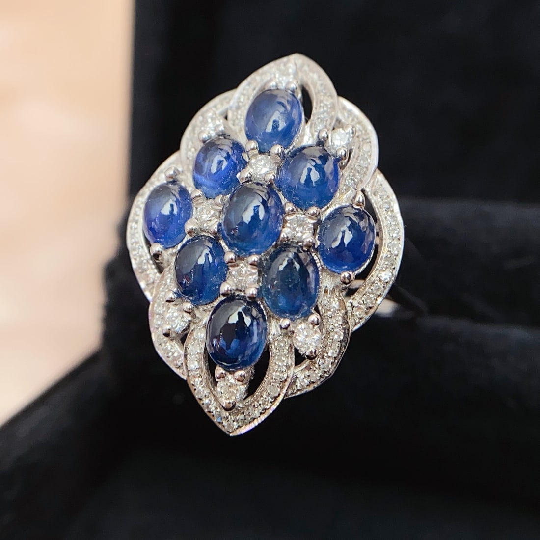 14k Gold 2.60 Ct Natural Sapphire & Diamond Ring - 4