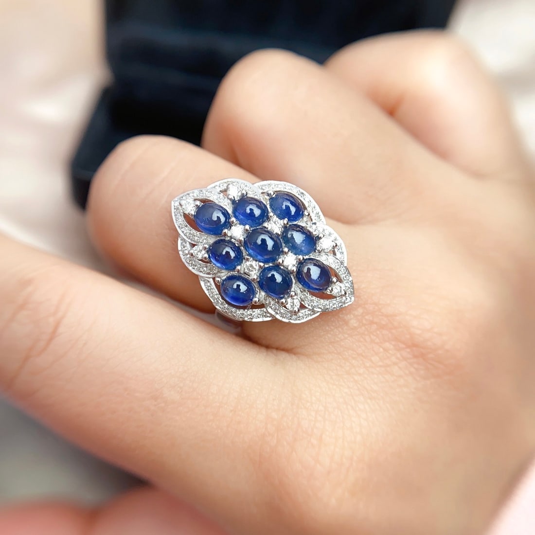 14k Gold 2.60 Ct Natural Sapphire & Diamond Ring - 5