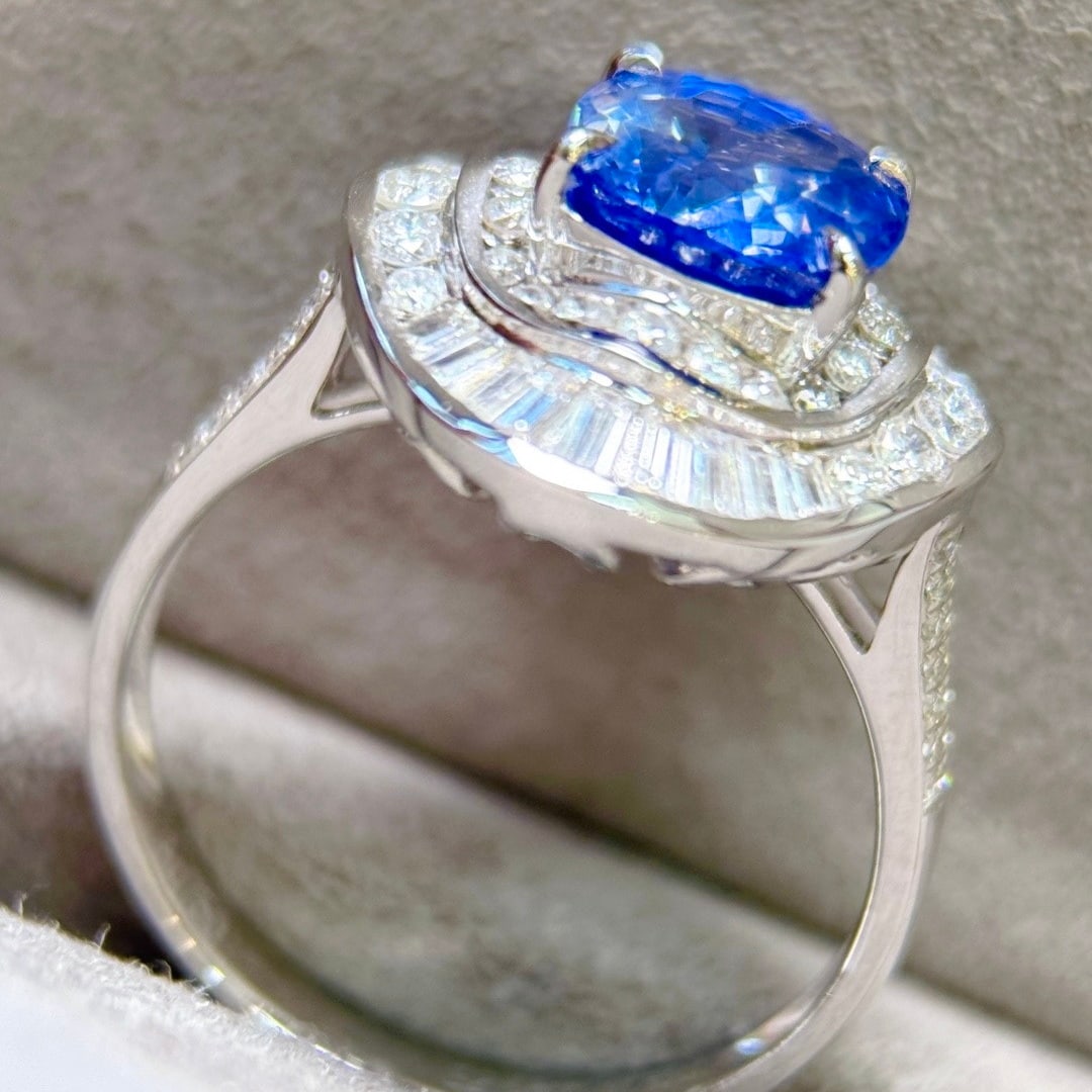 14k Gold 4.03 Ctw Natural Sapphire & Diamond Ring - 5