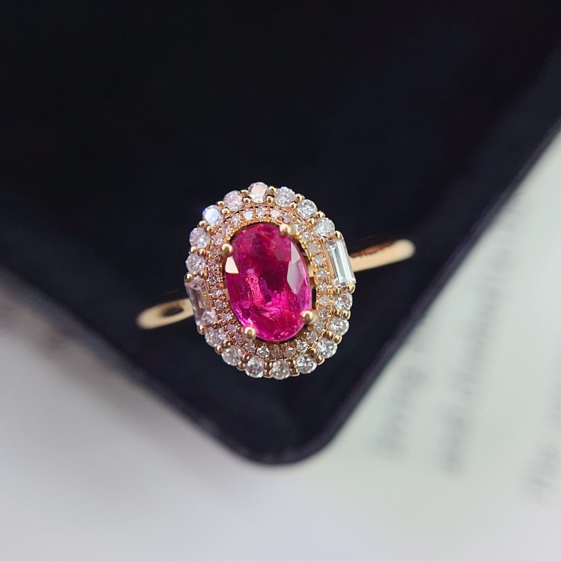 14k Gold 1.20 Ct Natural Ruby & Diamond & Sapphire Ring - 2