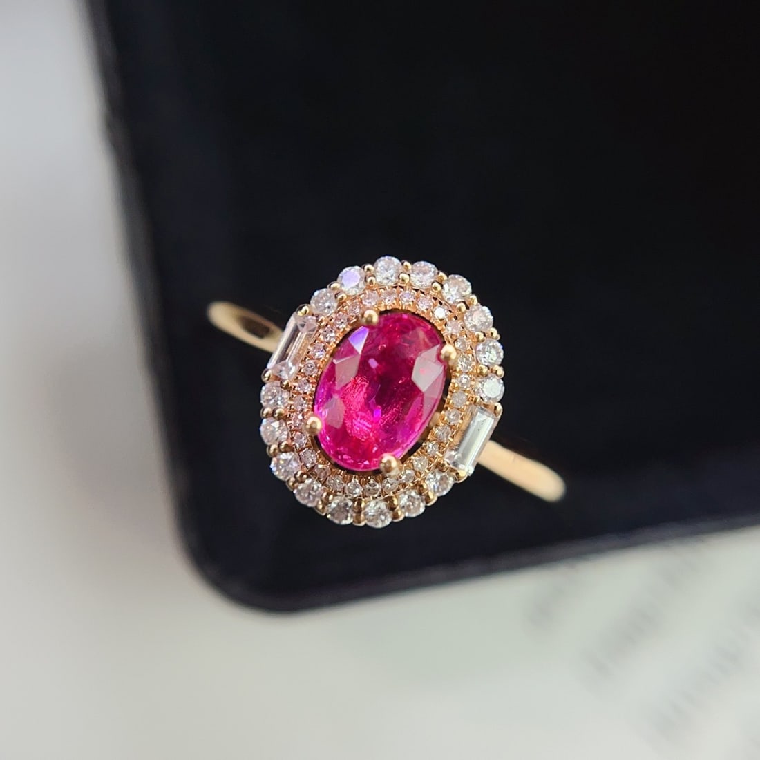 14k Gold 1.20 Ct Natural Ruby & Diamond & Sapphire Ring - 3