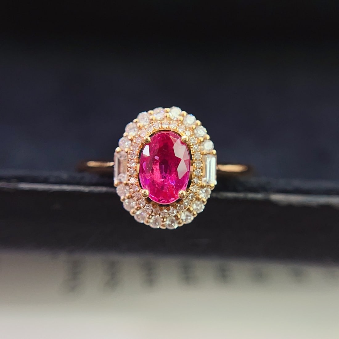 14k Gold 1.20 Ct Natural Ruby & Diamond & Sapphire Ring - 4