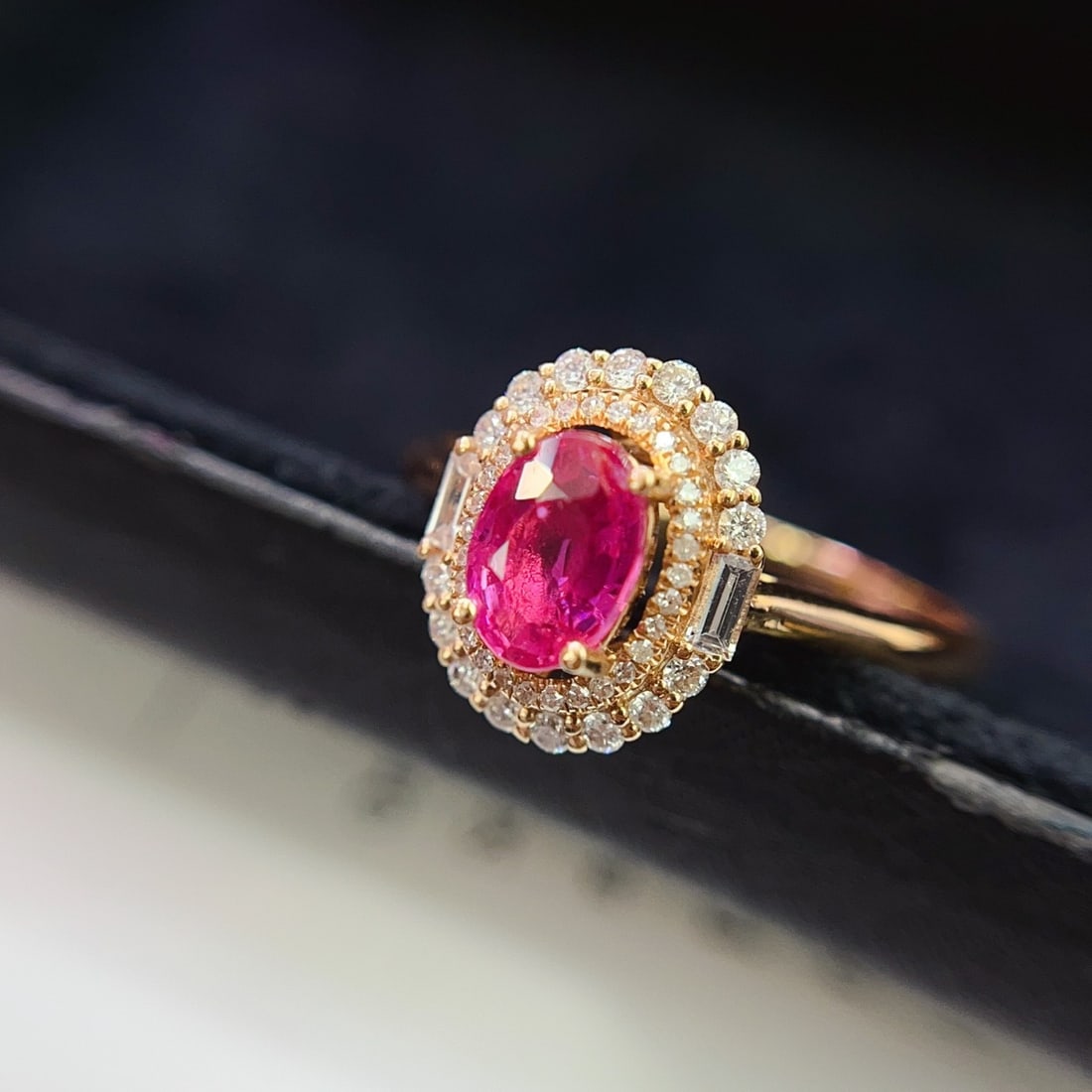 14k Gold 1.20 Ct Natural Ruby & Diamond & Sapphire Ring - 5