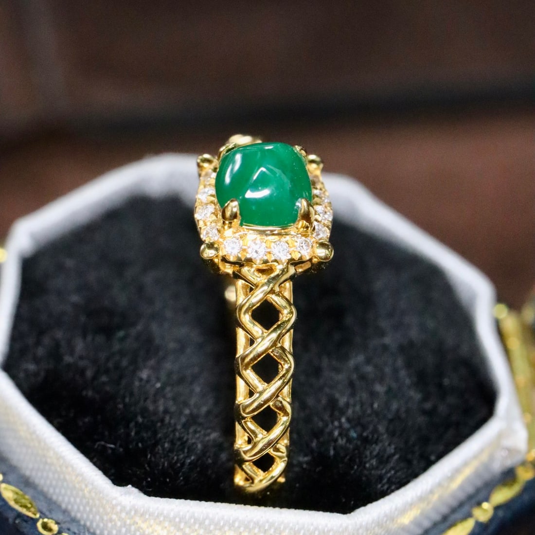14k Gold 0.46 Ctw Natural Emerald & Diamond Ring - 2