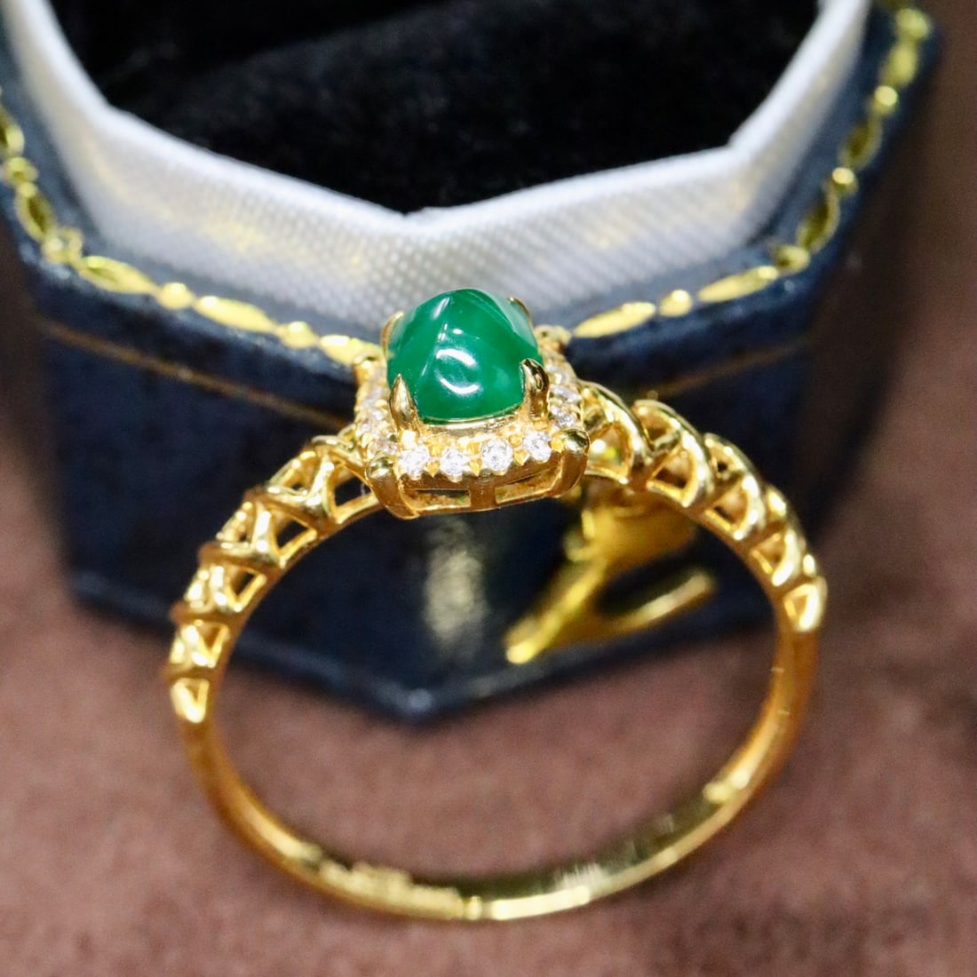 14k Gold 0.46 Ctw Natural Emerald & Diamond Ring - 3