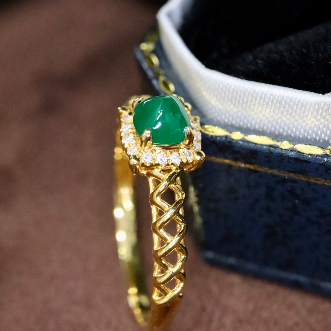 14k Gold 0.46 Ctw Natural Emerald & Diamond Ring - 6