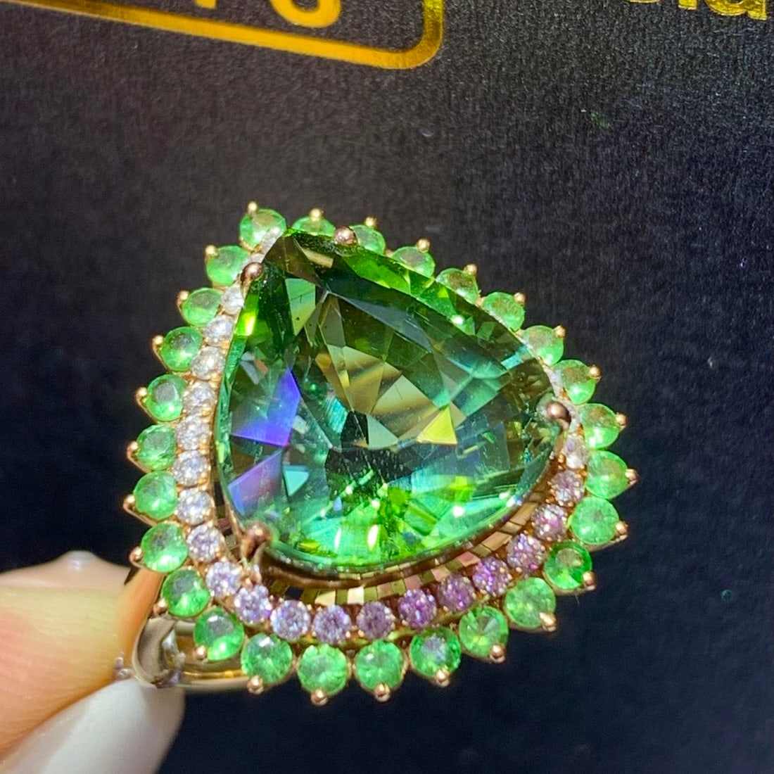 14k Gold 9.0 Ct Natural Tourmaline & Diamond Ring - 2