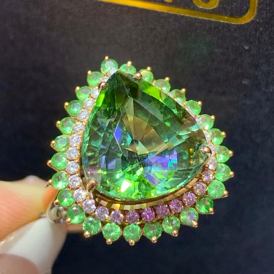 14k Gold 9.0 Ct Natural Tourmaline & Diamond Ring - 4