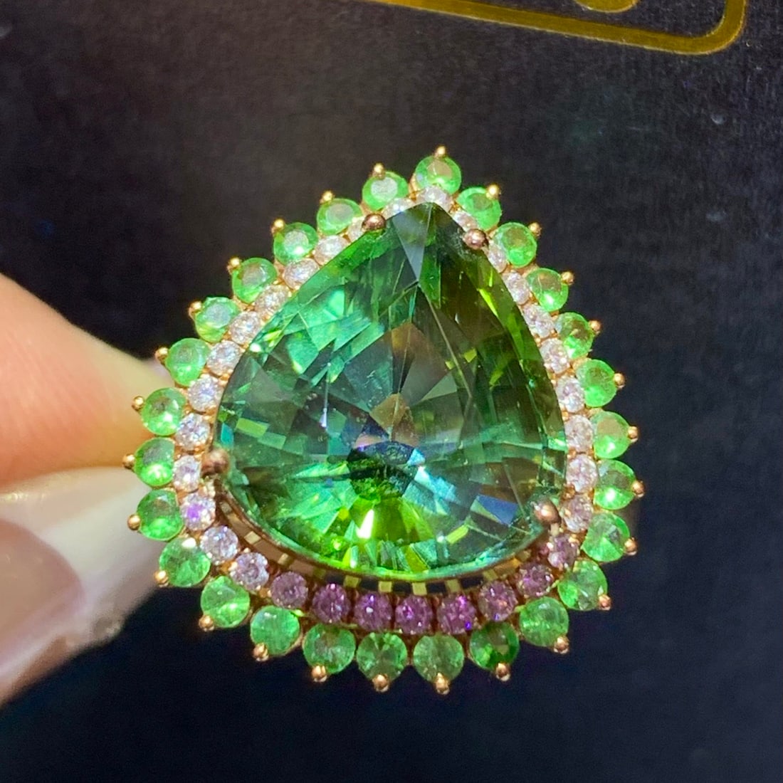 14k Gold 9.0 Ct Natural Tourmaline & Diamond Ring - 5