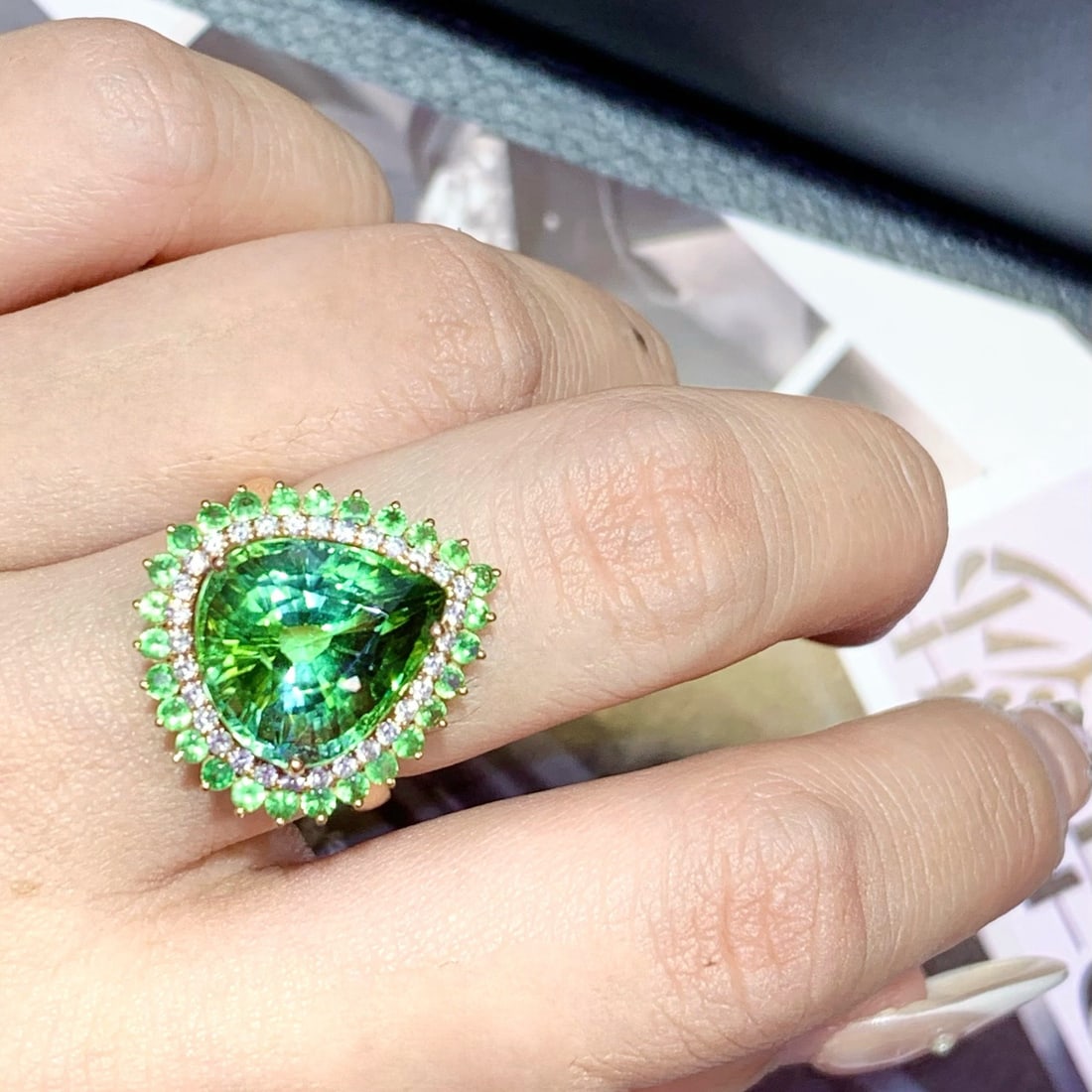 14k Gold 9.0 Ct Natural Tourmaline & Diamond Ring - 8