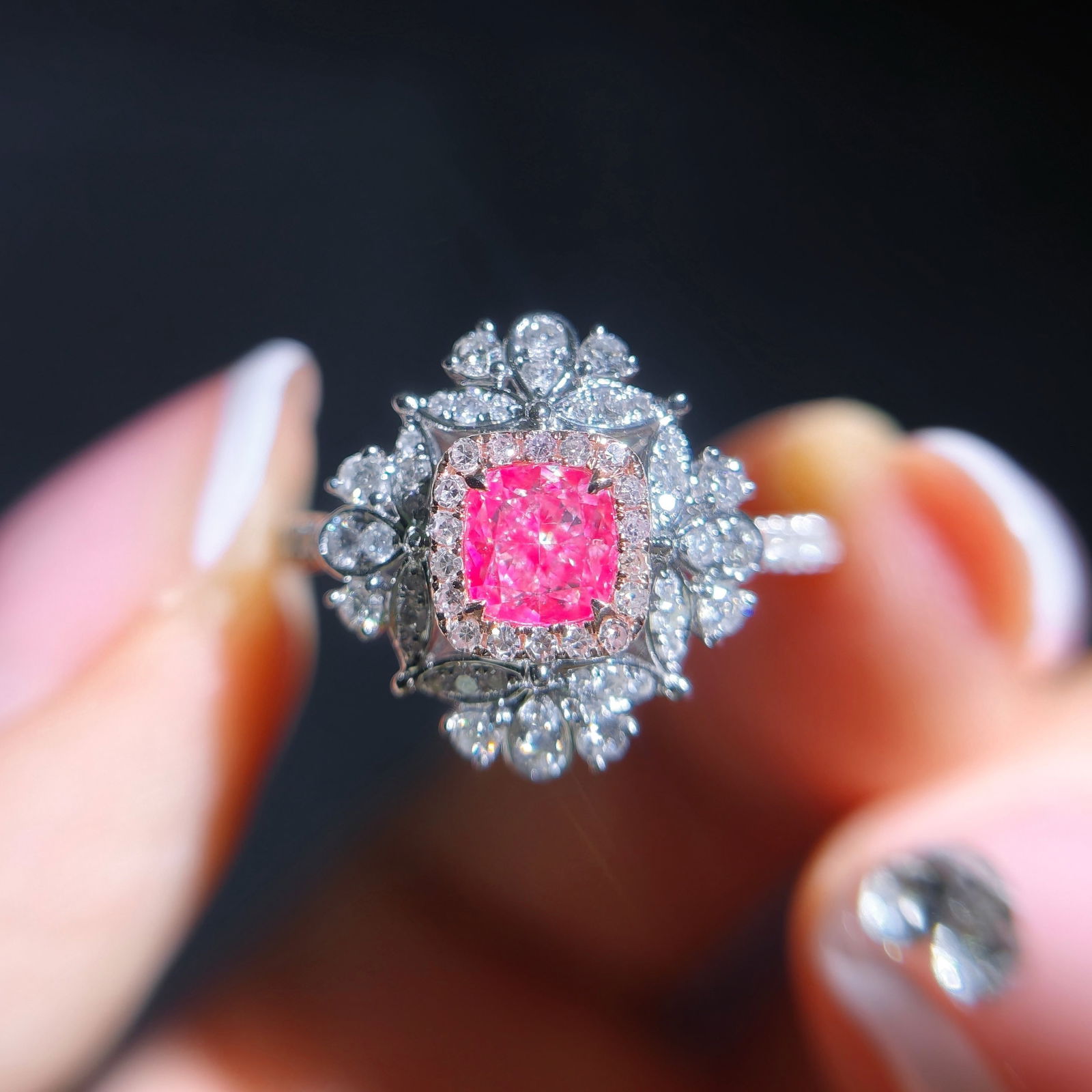 14k Gold 0.86 Ctw Natural Pink Diamond & Diamond Ring (1 of 4)